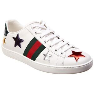 GUCCI Women’s Ace Sneaker With Stars! Used! Size: 6 - Star Embroidered Sneaker